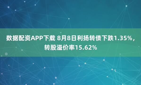数据配资APP下载 8月8日利扬转债下跌1.35%，转股溢价率15.62%